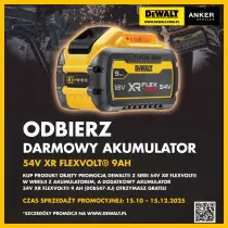 Otrzymaj darmowy akumulator 54V XR FLEXVOLT® 9Ah gratis!